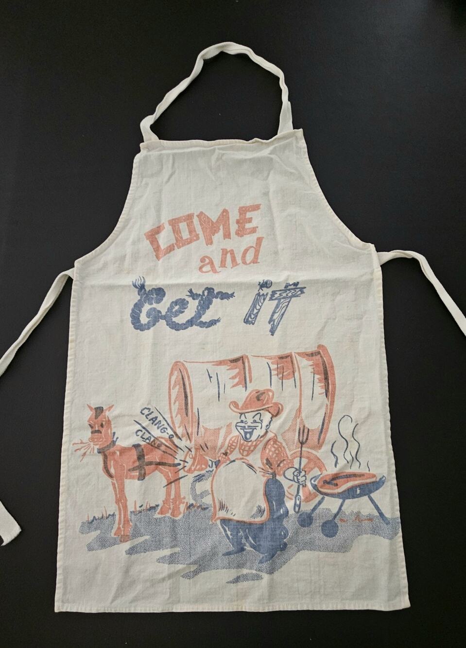 Vintage Graphics cotton screen printed 50's/60's Grilling/BBQ/Cooking Apron